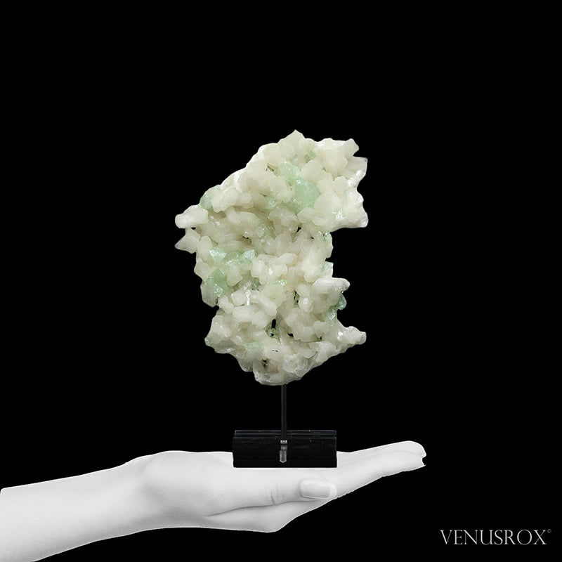 Green Apophyllite with Stilbite Natural Cluster from Maharashtra, India mounted on a bespoke stand | Venusrox