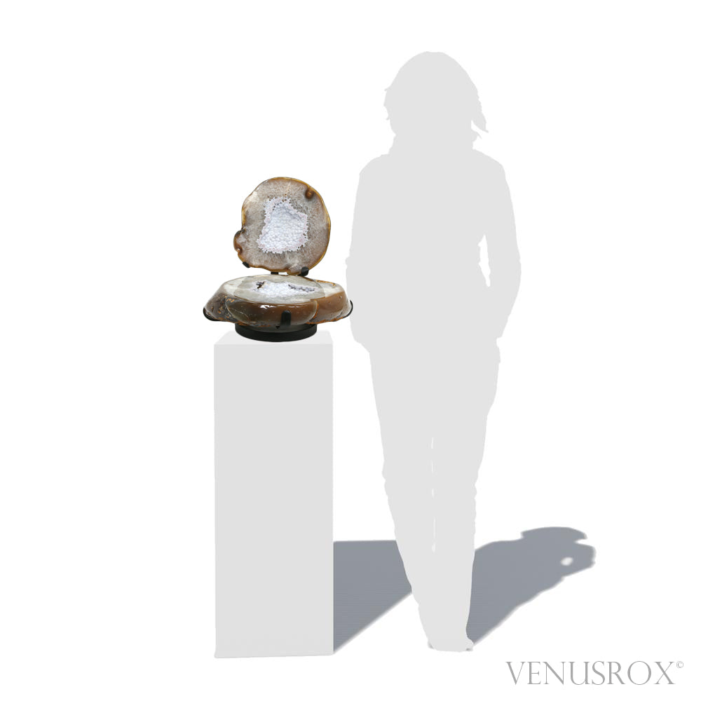 Agate with Clear Quartz Part Polished Nodule from Brazil mounted on a bespoke stand | Venusrox