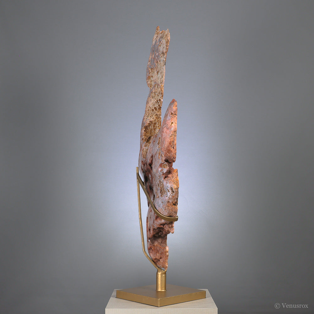 Pink Amethyst Part Polished Slice from Brazil mounted on a bespoke stand | Venusrox
