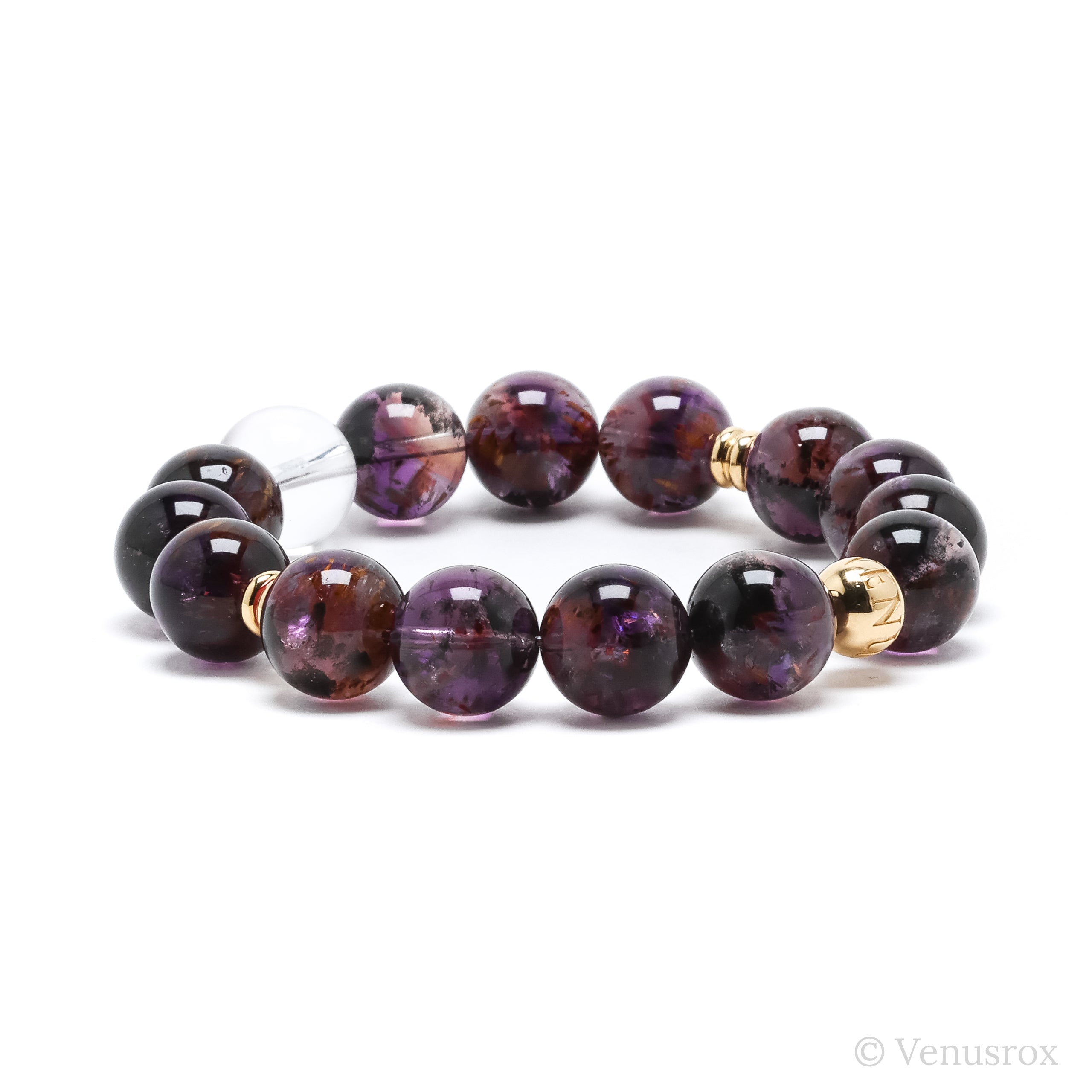 Amethyst with Cacoxenite Bracelet from Brazil | Venusrox