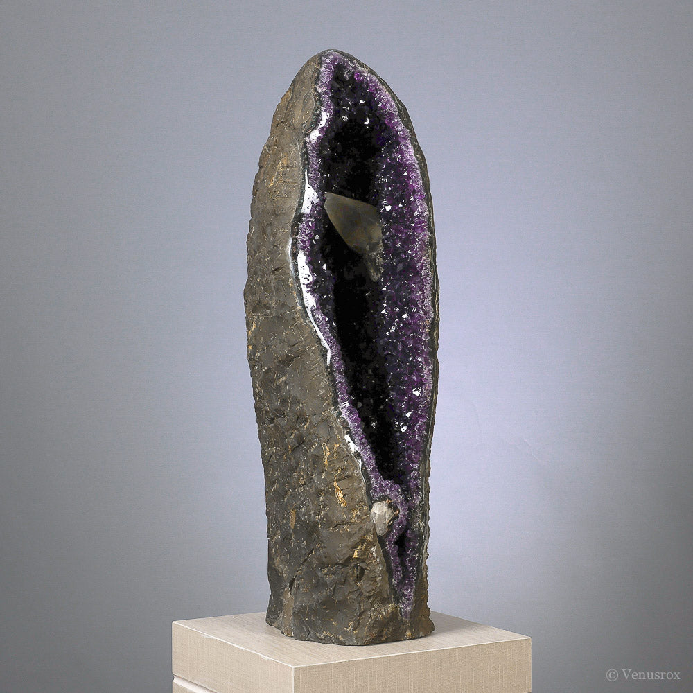 Amethyst with Calcite Part Polished/Part Natural Geode from Uruguay | Venusrox