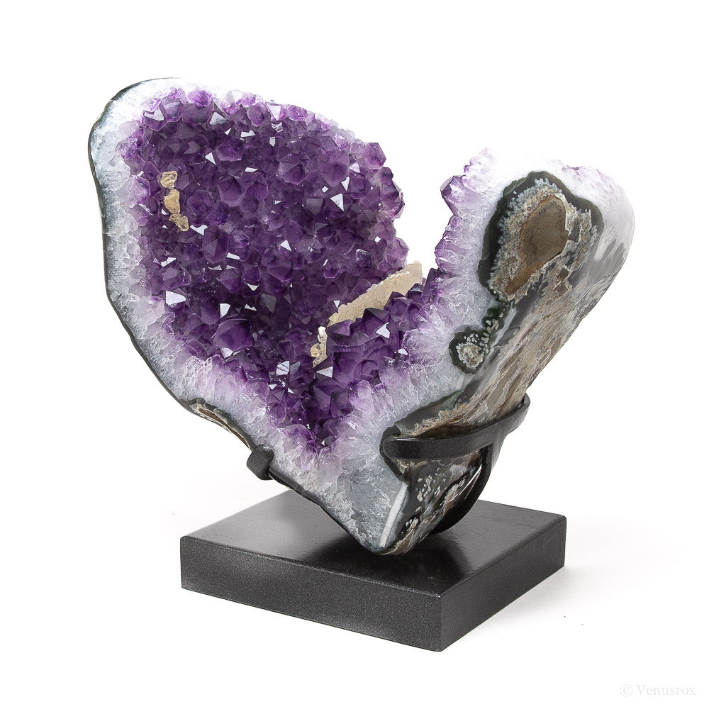 Amethyst with Quartz, Agate & Calcite Polished/Natural Cluster from Uruguay mounted on a bespoke stand | Venusrox