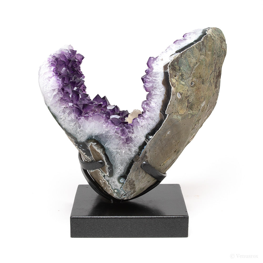 Amethyst with Quartz, Agate & Calcite Polished/Natural Cluster from Uruguay mounted on a bespoke stand | Venusrox