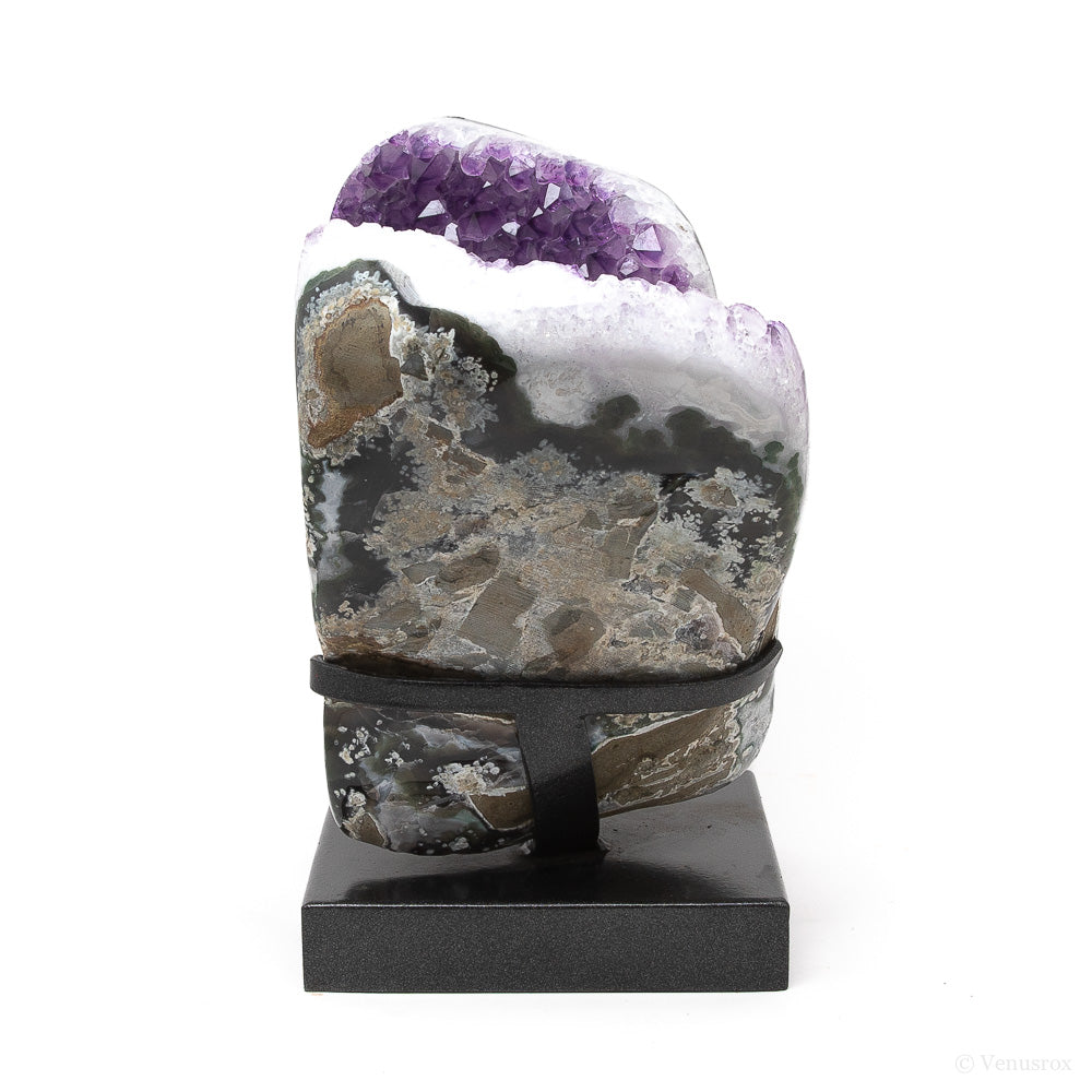 Amethyst with Quartz, Agate & Calcite Polished/Natural Cluster from Uruguay mounted on a bespoke stand | Venusrox