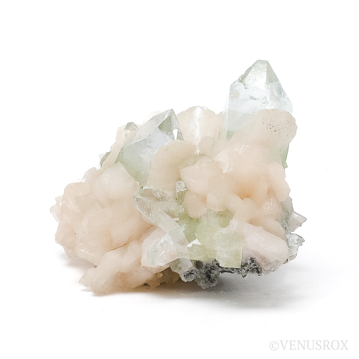 Green Apophyllite with Stilbite Natural Cluster from Jalgaon, Maharashtra, India | Venusrox