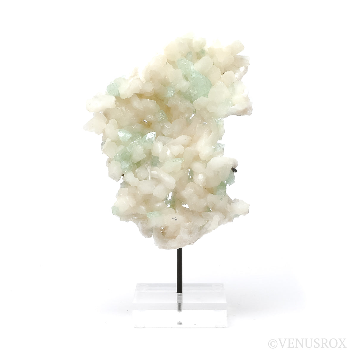 Green Apophyllite with Stilbite Natural Cluster from Maharashtra, India mounted on a bespoke stand | Venusrox