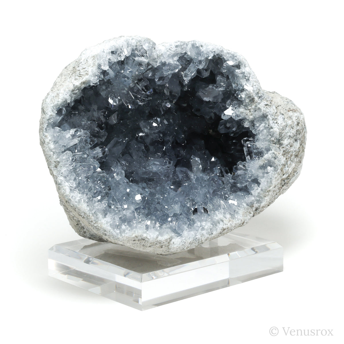 Blue Celestite on Matrix Natural Cluster mounted on a bespoke stand from Madagascar | Venusrox