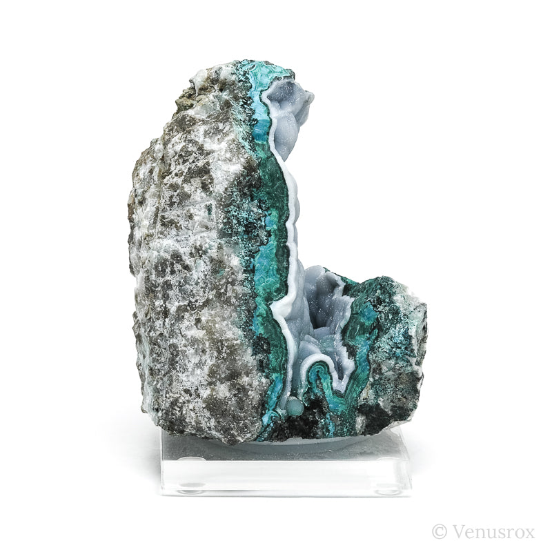 Chrysocolla with Malachite & Chalcedony on Matrix Natural Crystal from Peru | Venusrox