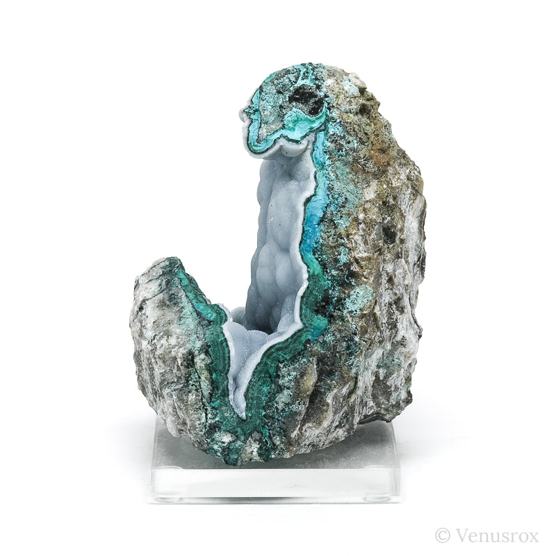 Chrysocolla with Malachite & Chalcedony on Matrix Natural Crystal from Peru | Venusrox