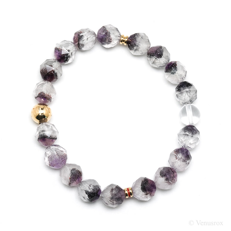 Clear Quartz with Amethyst Phantoms, Hematite and Goethite Bracelet from Brazil | Venusrox