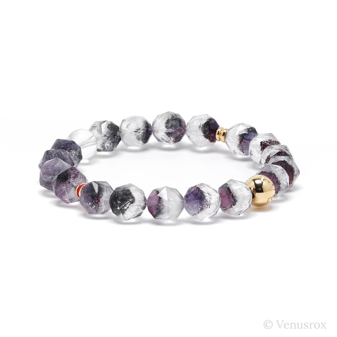 Clear Quartz with Amethyst Phantoms, Hematite and Goethite Bracelet from Brazil | Venusrox