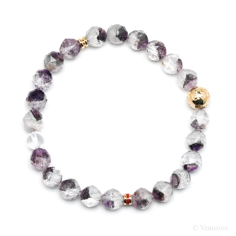 Clear Quartz with Amethyst Phantoms, Hematite and Goethite Bracelet from Brazil | Venusrox