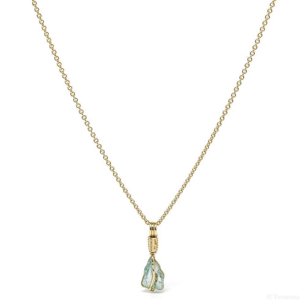 Euclase Pendant wrapped in 18Kt Gold from Colombia | Venusrox