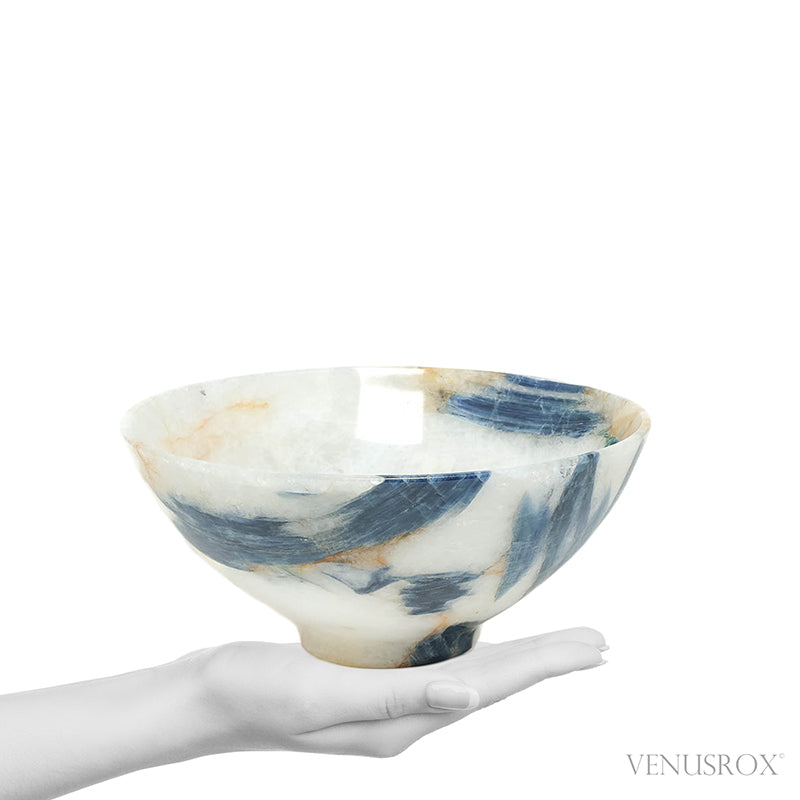 Blue Kyanite in Clear Quartz Polished Bowl from India | Venusrox