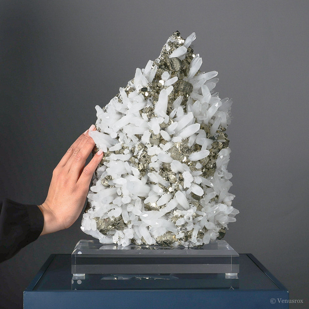 PYRITE WITH QUARTZ (CLEAR) NATURAL CLUSTER - NATURAL CRYSTALS