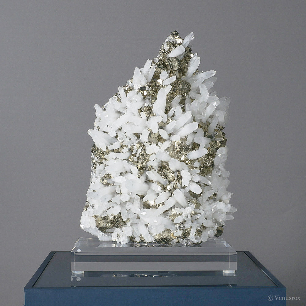 PYRITE WITH QUARTZ (CLEAR) NATURAL CLUSTER - NATURAL CRYSTALS