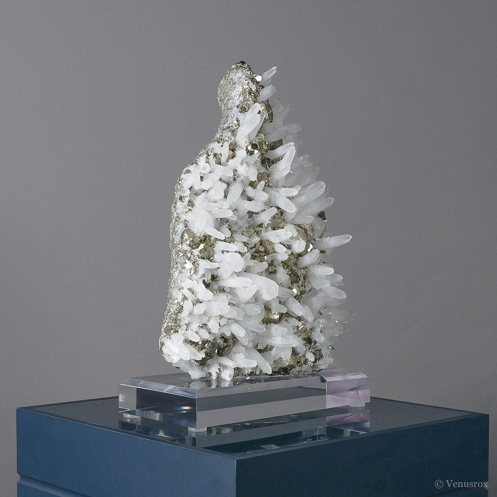 PYRITE WITH QUARTZ (CLEAR) NATURAL CLUSTER - NATURAL CRYSTALS