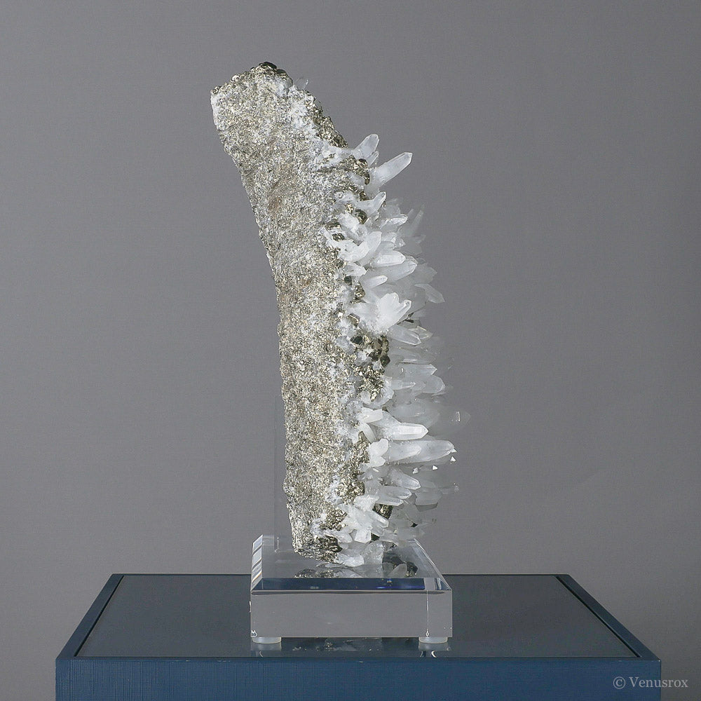 PYRITE WITH QUARTZ (CLEAR) NATURAL CLUSTER - NATURAL CRYSTALS