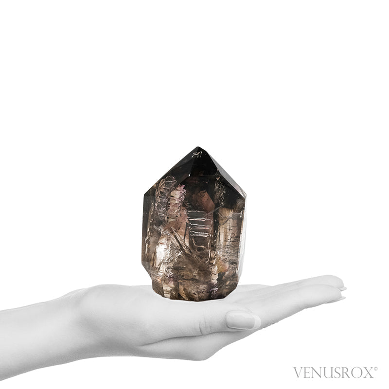 Amethyst & Smoky Phantom Quartz with Rutile inclusions Part Polished/Part Natural Point from Madagascar | Venusrox