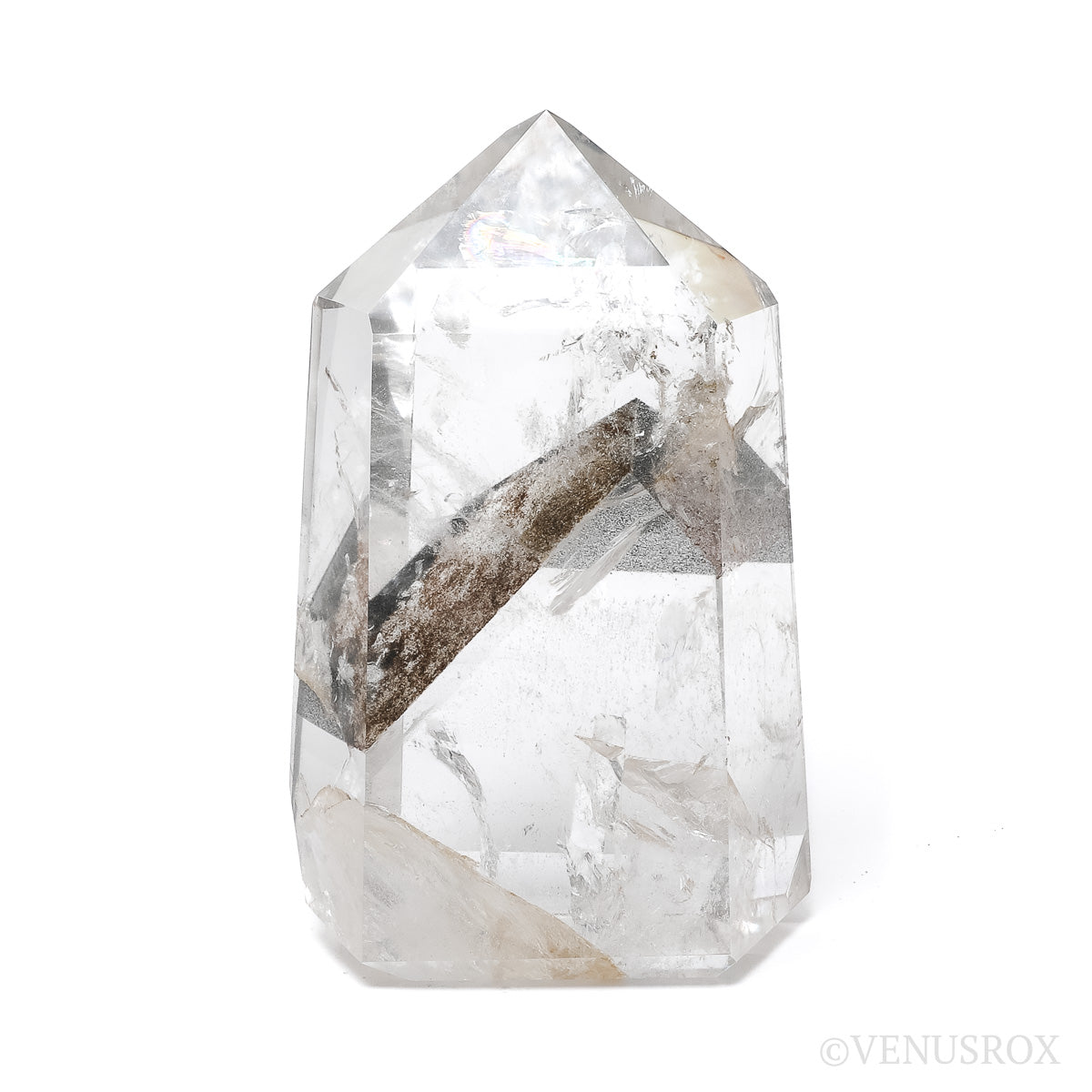 Black Phantom Lemurian Quartz Polished Point from Brazil | Venusrox
