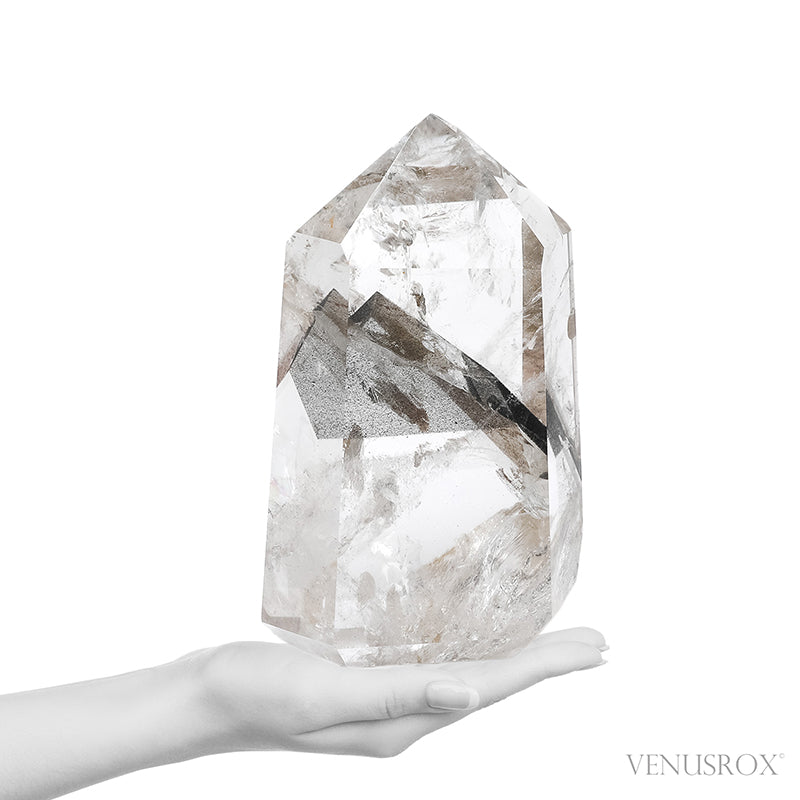Black Phantom Lemurian Quartz Polished Point from Brazil | Venusrox