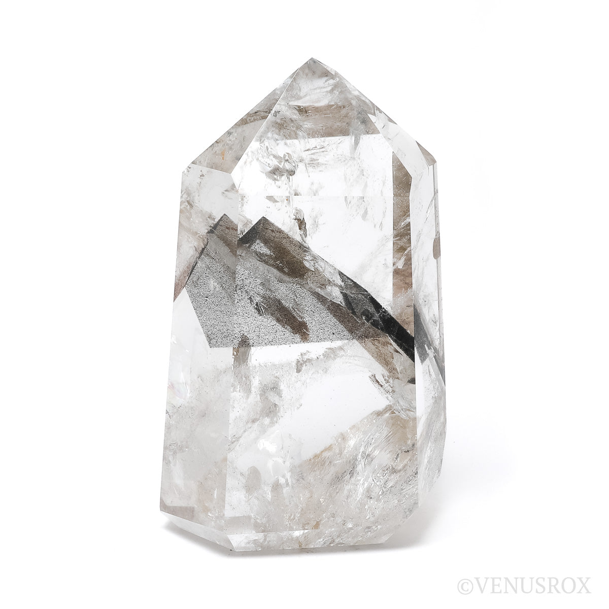 Black Phantom Lemurian Quartz Polished Point from Brazil | Venusrox