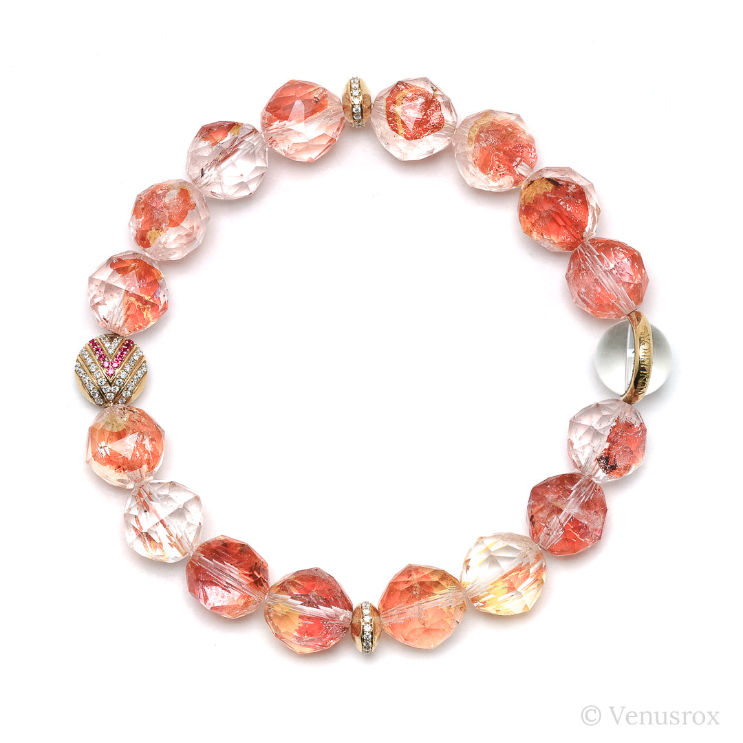Golden Quartz alongside 18Kt Gold with Diamonds & Rubies Bracelet | Venusrox