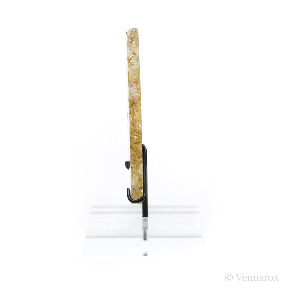 Golden Quartz with Agate Polished Slice from Brazil mounted on a bespoke stand | Venusrox