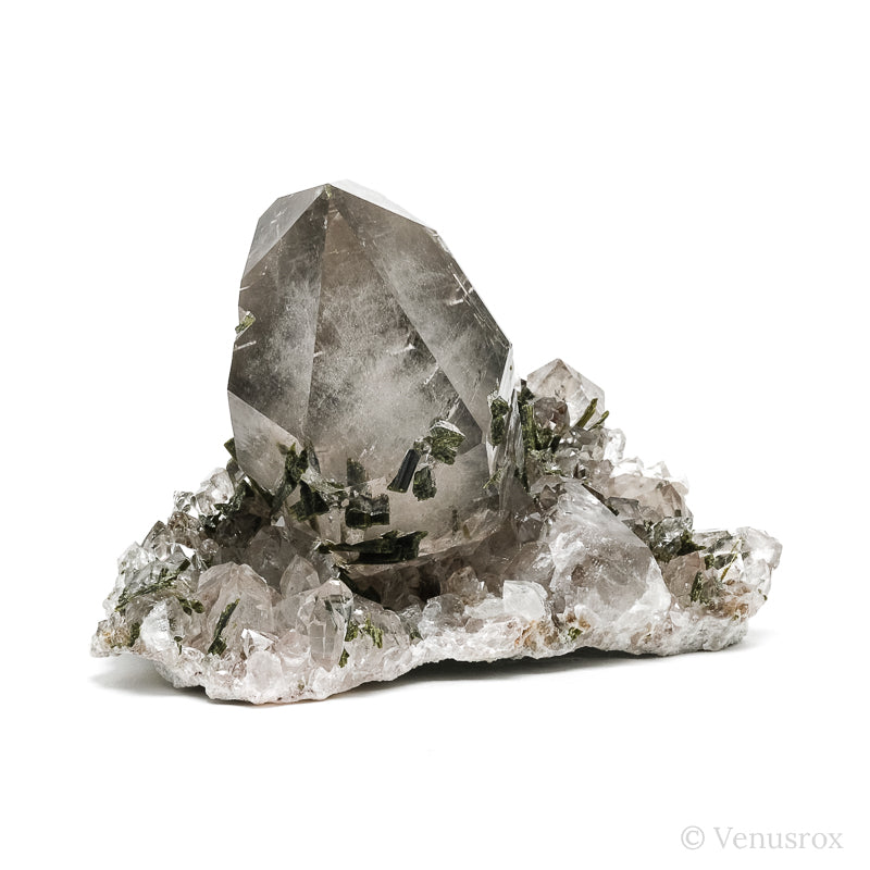 Smoky Quartz with Green Epidote Natural Point from Brazil | Venusrox