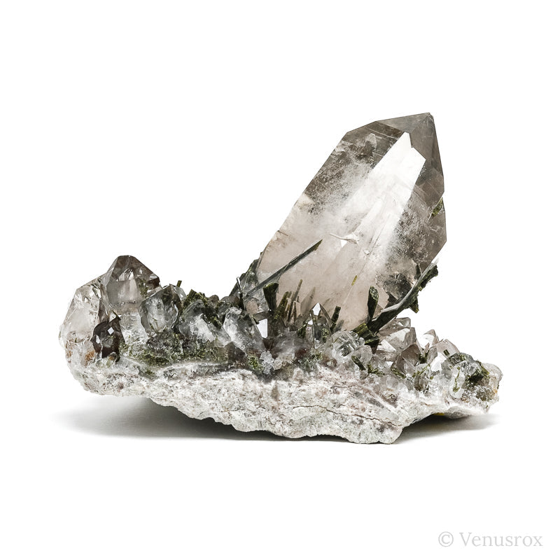 Smoky Quartz with Green Epidote Natural Point from Brazil | Venusrox