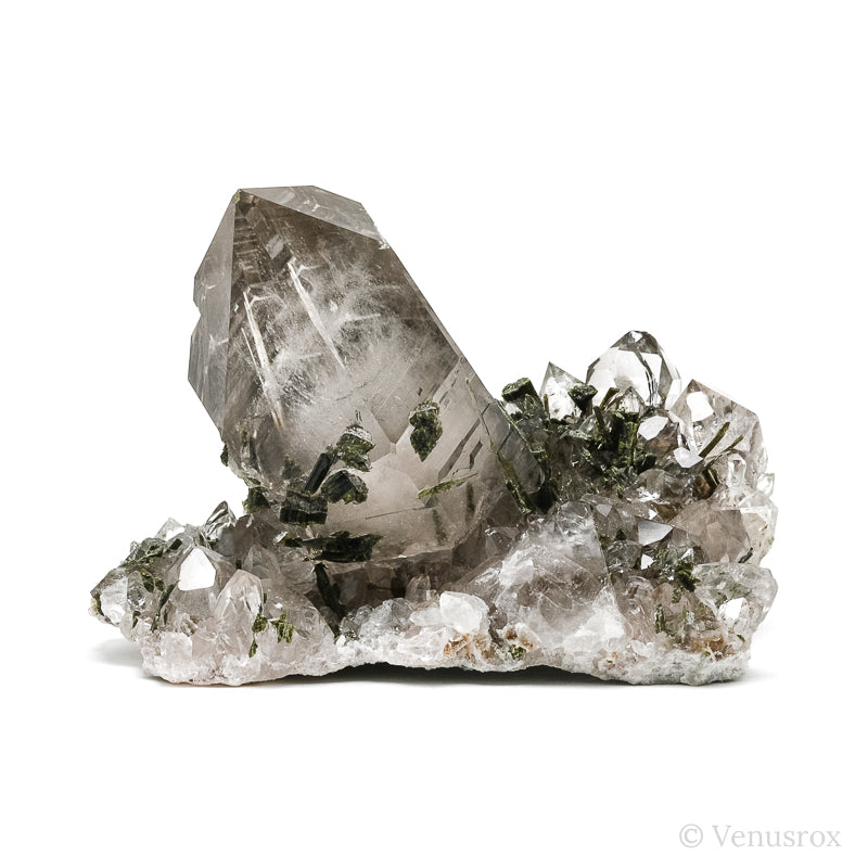 Smoky Quartz with Green Epidote Natural Point from Brazil | Venusrox