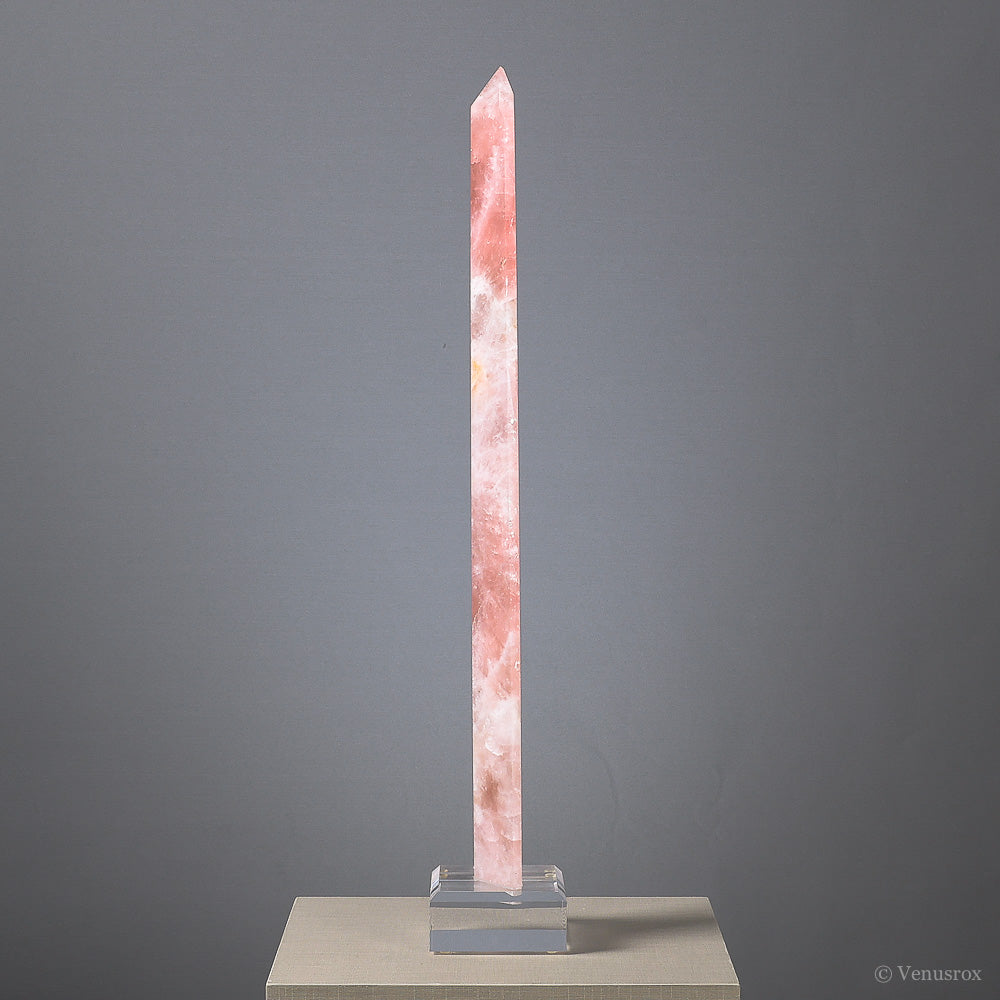 Rose Quartz Polished Point from Brazil mounted on a bespoke stand | Venusrox
