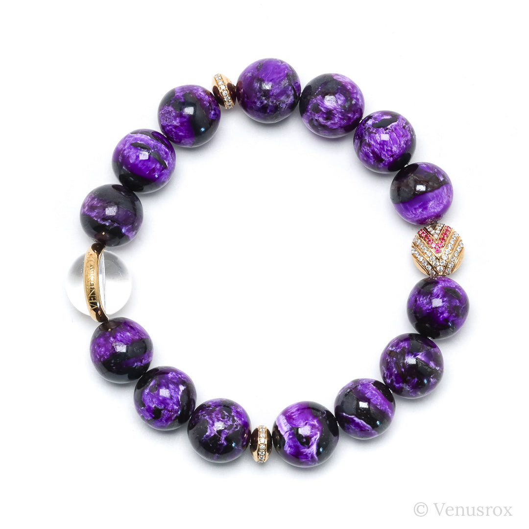 Rainbow Moonstone alongside 18Kt Gold with Diamonds & Rubies Bracelet | Venusrox