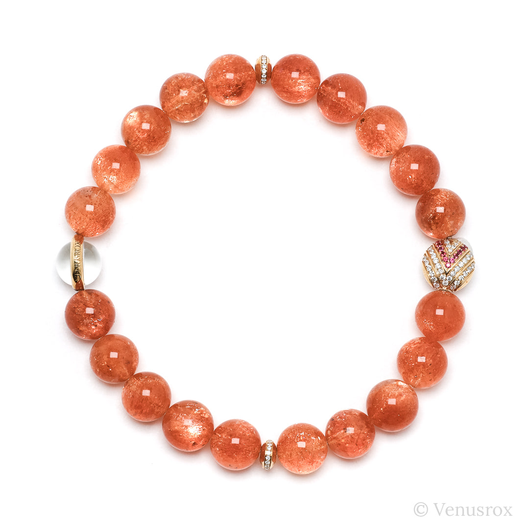 Mica Sunstone alongside 18Kt Gold with Diamonds & Rubies Bracelet | Venusrox