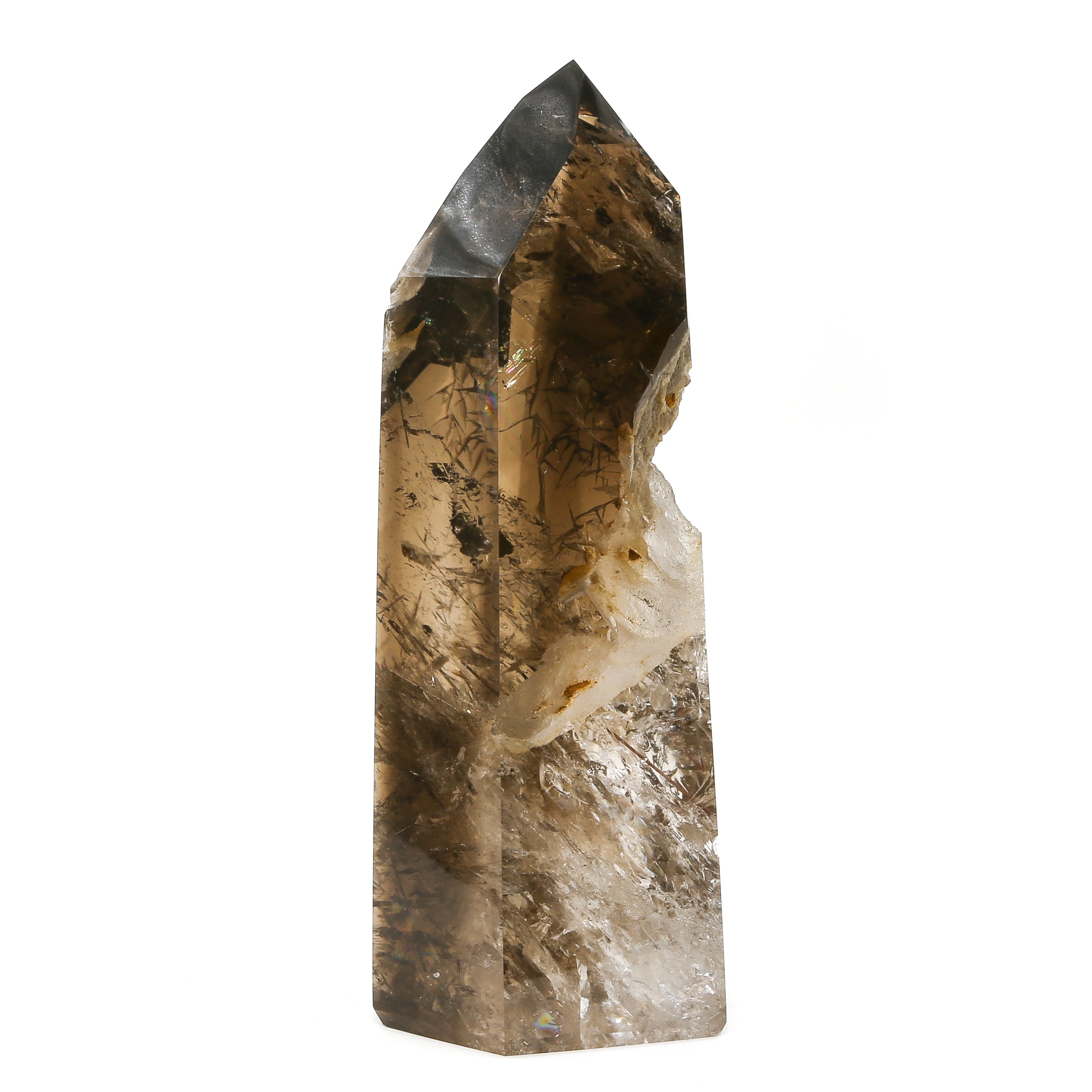 Rutilated Smoky Phantom Quartz Part Polished/Part Natural Point from Brazil | Venusrox