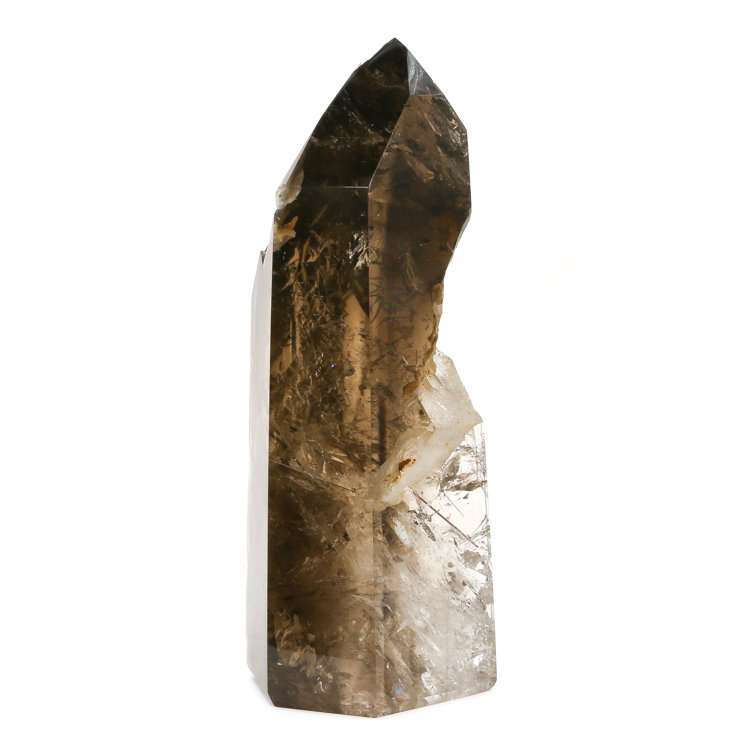 Rutilated Smoky Phantom Quartz Part Polished/Part Natural Point from Brazil | Venusrox