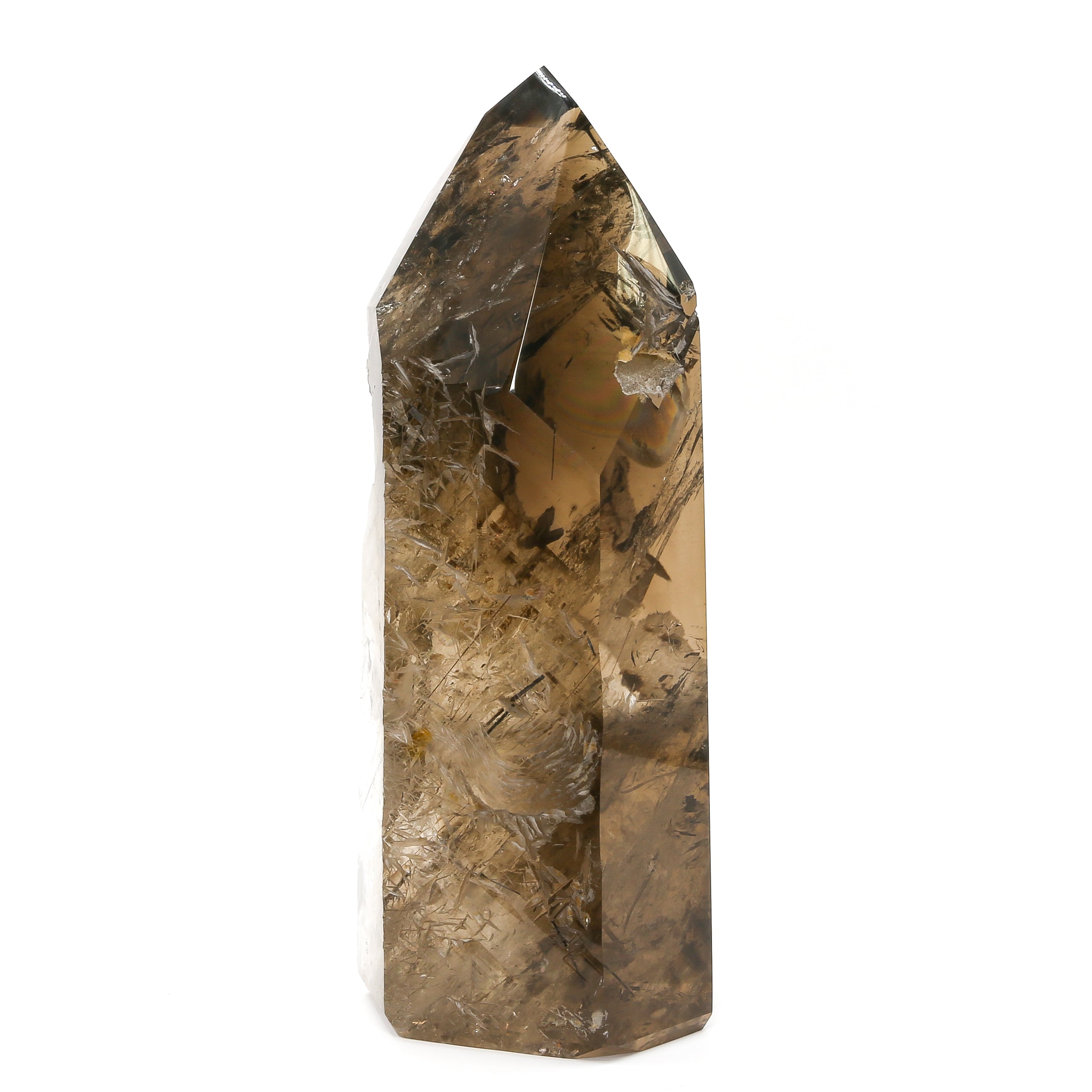 Rutilated Smoky Phantom Quartz Part Polished/Part Natural Point from Brazil | Venusrox