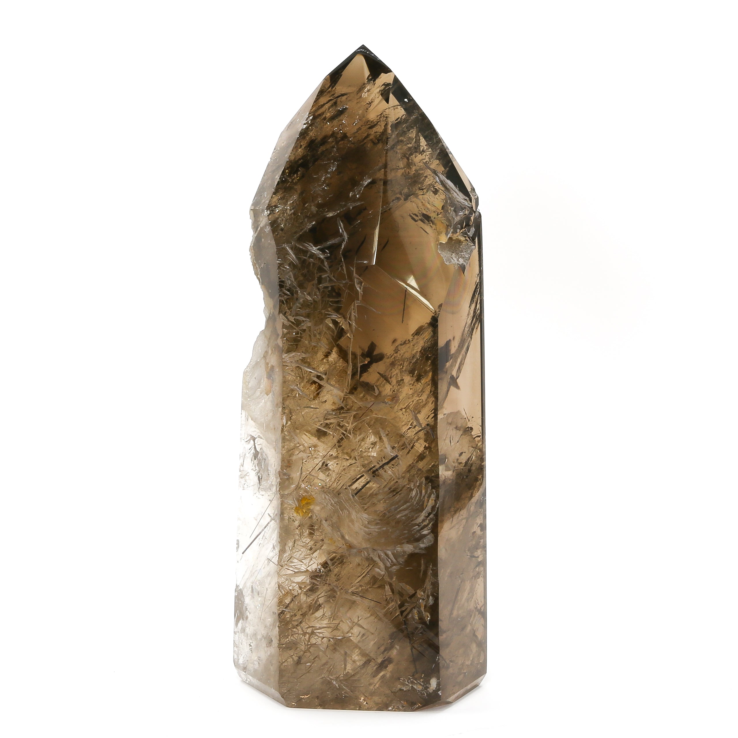 Rutilated Smoky Phantom Quartz Part Polished/Part Natural Point from Brazil | Venusrox