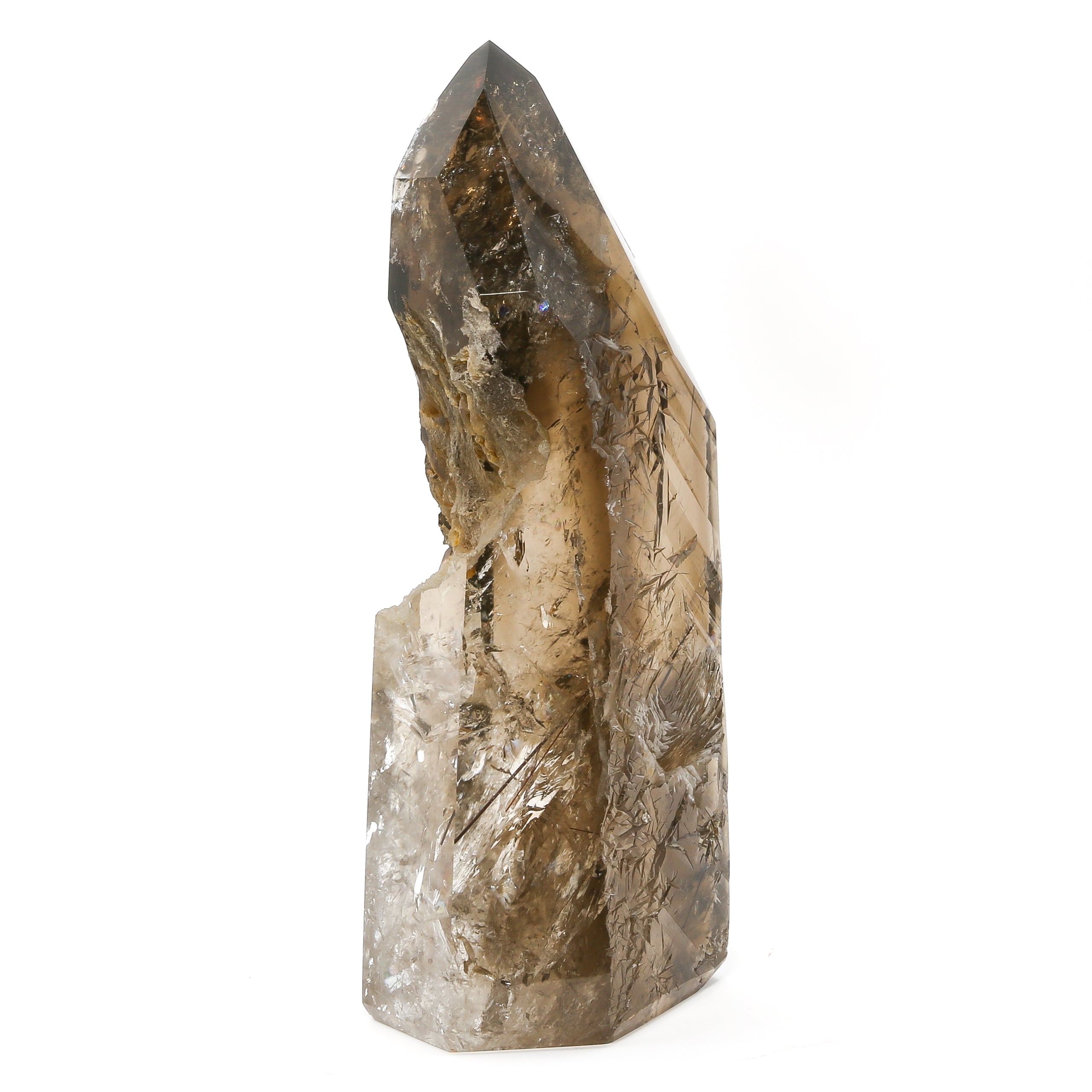 Rutilated Smoky Phantom Quartz Part Polished/Part Natural Point from Brazil | Venusrox
