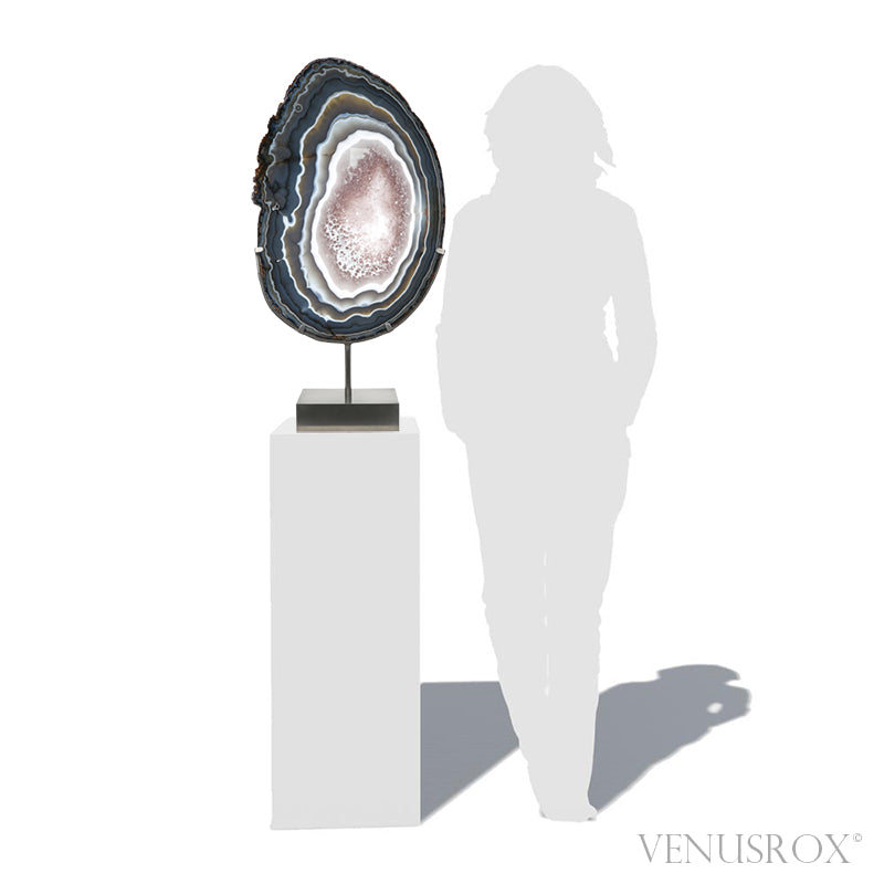 Agate with Amethyst Polished Slice from Brazil mounted in a bespoke stand | Venusrox