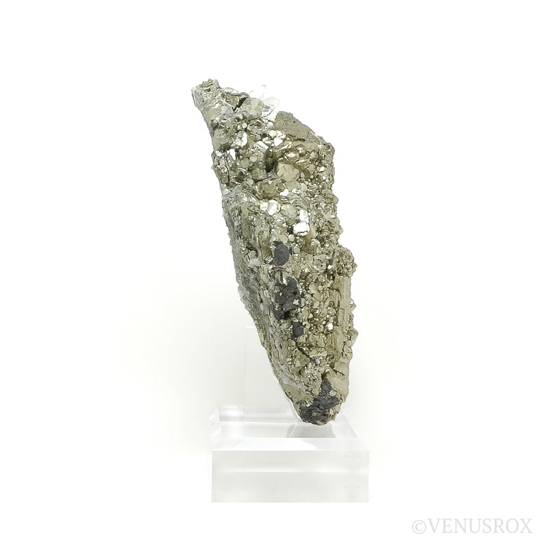 Pyrite with Clear Quartz & Sphalerite Natural Cluster from the Huanzala Mine, Huallanca District, Huanuco Department, Peru mounted on a bespoke stand | Venusrox