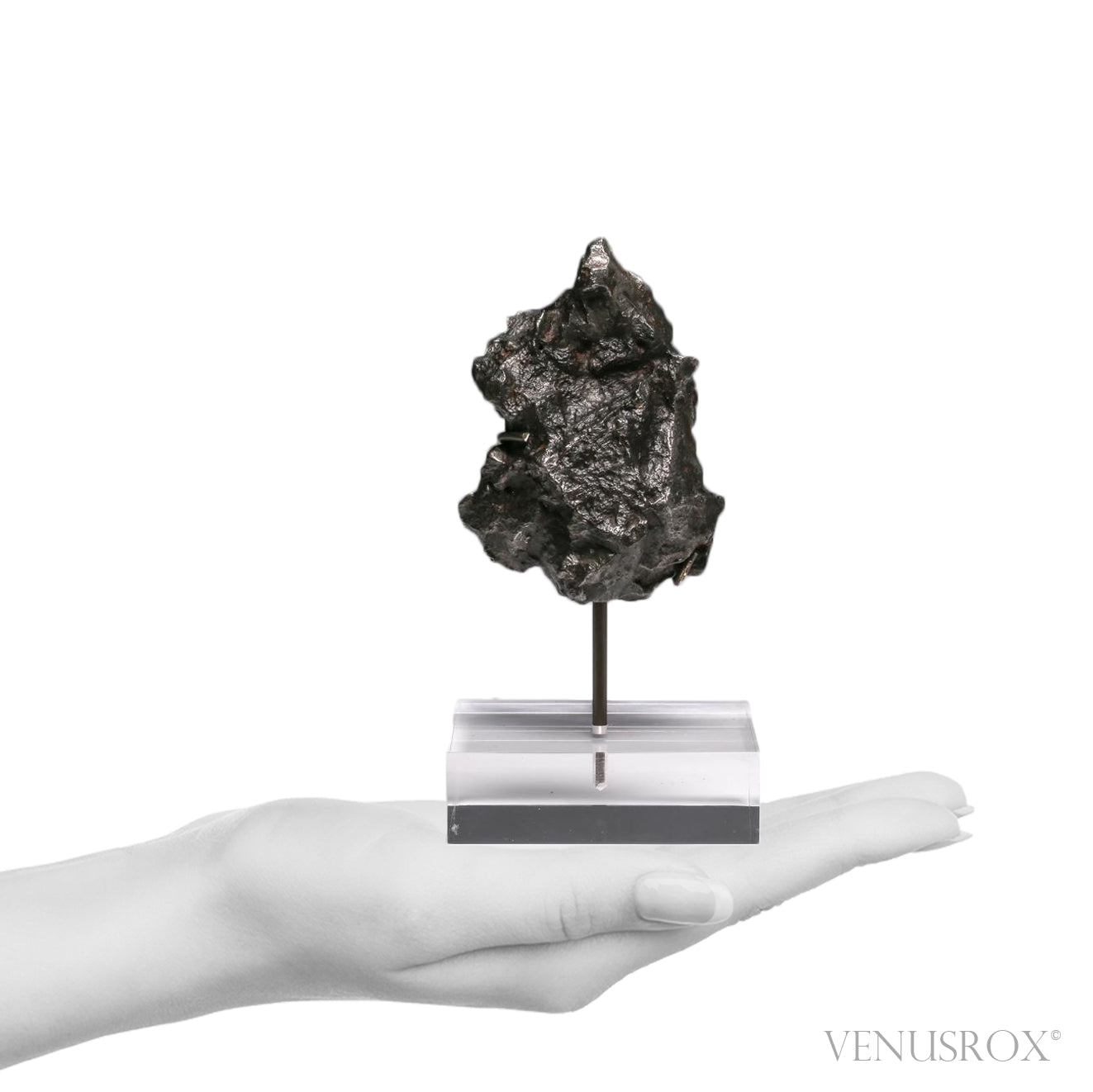 Sikhote-Alin Meteorite Shrapnel Fragment from the Sikhote-Alin Mountains, Russia mounted on a bespoke stand | Venusrox
