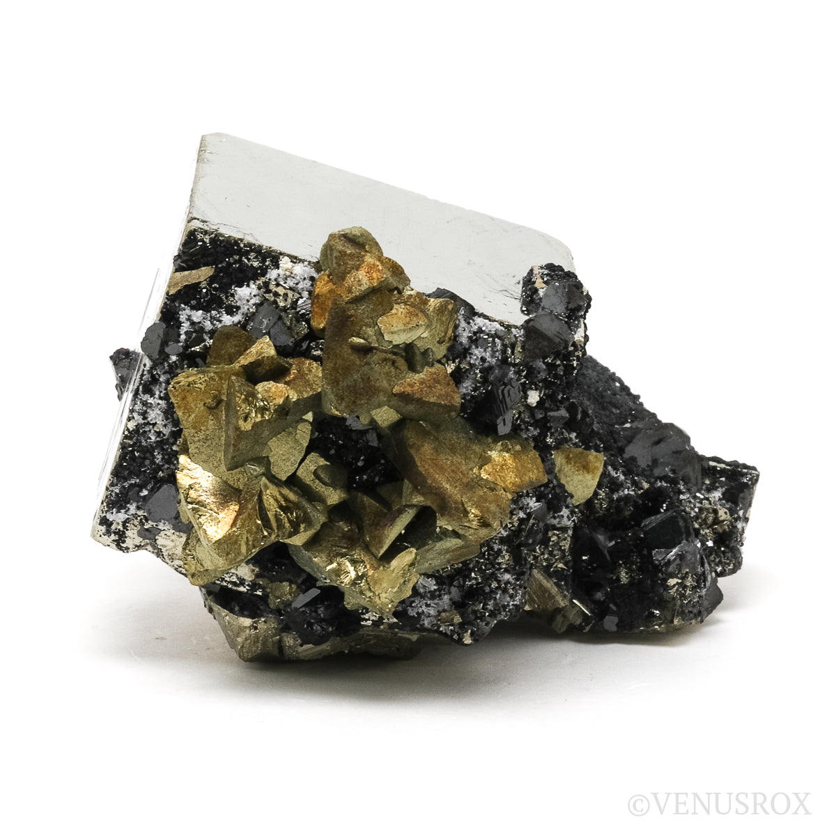 Pyrite with Chalcopyrite & Sphalerite Natural Cluster from the Huanzala Mine, Huallanca District, Huanuco Department, Peru | Venusrox