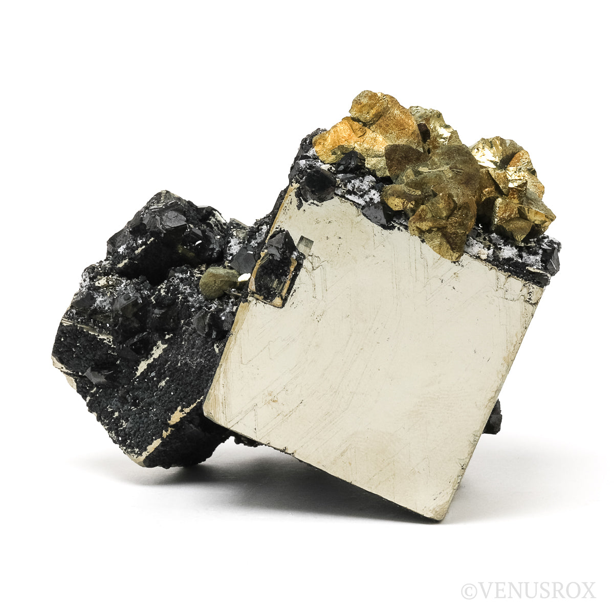 Pyrite with Chalcopyrite & Sphalerite Natural Cluster from the Huanzala Mine, Huallanca District, Huanuco Department, Peru | Venusrox