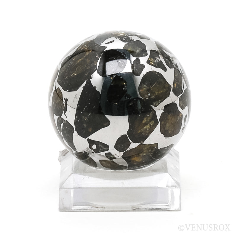 Seymchan Pallasite Meteorite Polished Sphere from the Hekandue River, Jasačnaja, Magadan District, Russia | Venusrox