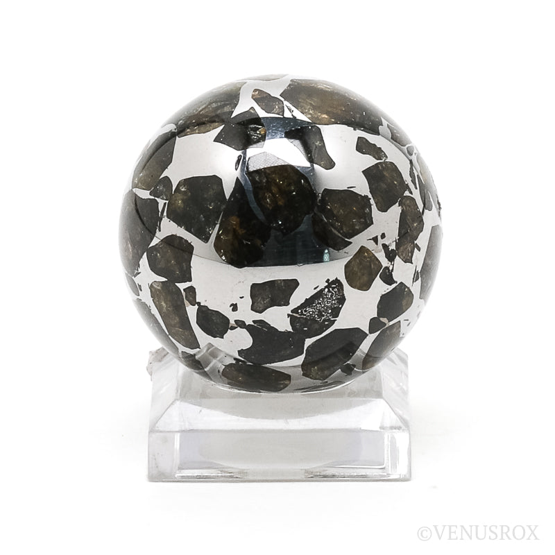 Seymchan Pallasite Meteorite Polished Sphere from the Hekandue River, Jasačnaja, Magadan District, Russia | Venusrox
