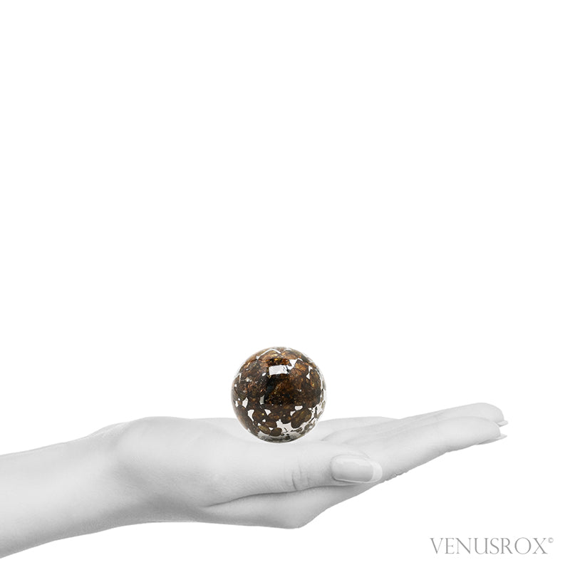 Seymchan Pallasite Meteorite Polished Sphere from the Hekandue River, Jasačnaja, Magadan District, Russia | Venusrox