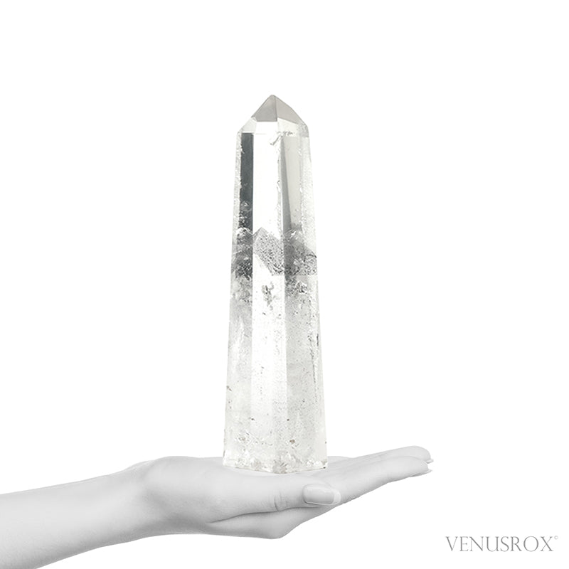 Black Phantom Lemurian Quartz Polished Point from Brazil | Venusrox