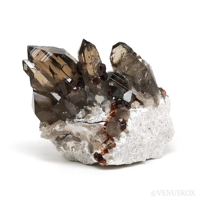 Spessartine Garnet with Smoky Quartz & Orthoclase Natural Cluster | Venusrox