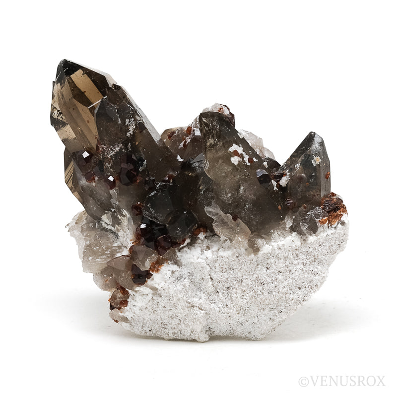Spessartine Garnet with Smoky Quartz & Orthoclase Natural Cluster | Venusrox